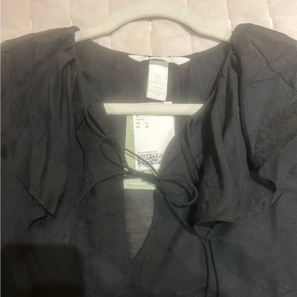 NWT!!  H&M Flounce Flounce Black Large L Sheer - Picture 4 of 8